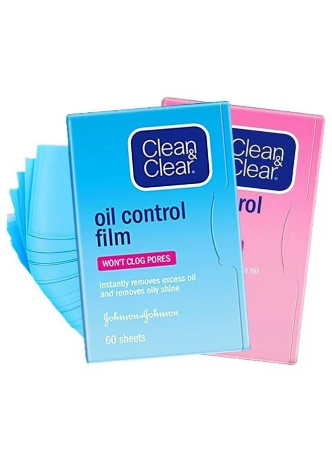 Clean & Clear Oil-absorbing Sheet Face Oil Blotting Paper, 110 Pcs Same Series with Clean & Clear 1 Blue and 1 Pink, Skin Blotting Paper Face, Control Film Sheets (2 pack) - Image 3